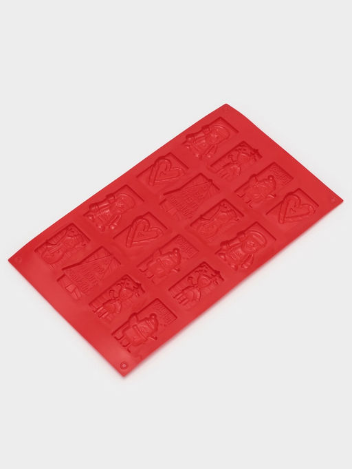 Форма для конфет и шоколада новогодняя Доляна Рождество, силикон, 30?17 см, 16 ячеек, красная