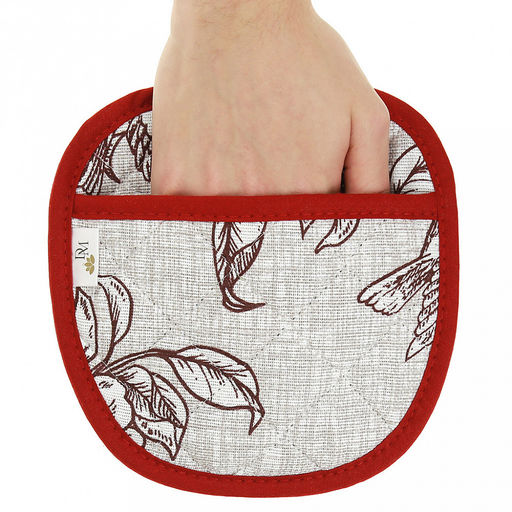 Прихватка с запахом 19х19см "Парадиз", форма "Яблоко", рогожка 171г/м2, хлопок 100%, наполнитель - ватин 280г/м2, на пластмассовом подвесе, "Домашняя мода" (Россия)