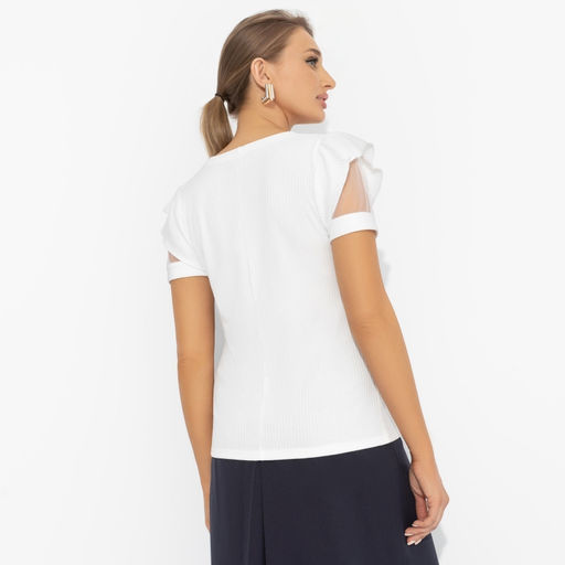 Футболка в рубчик Высокая мода без усилий (white) - Charutti фото 5