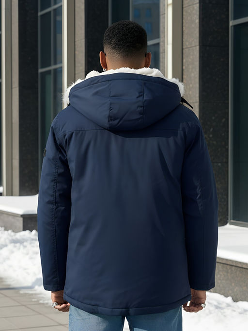 Парка зимняя с мехом темно-синего цвета до минус  -30° - Mtforce фото 22