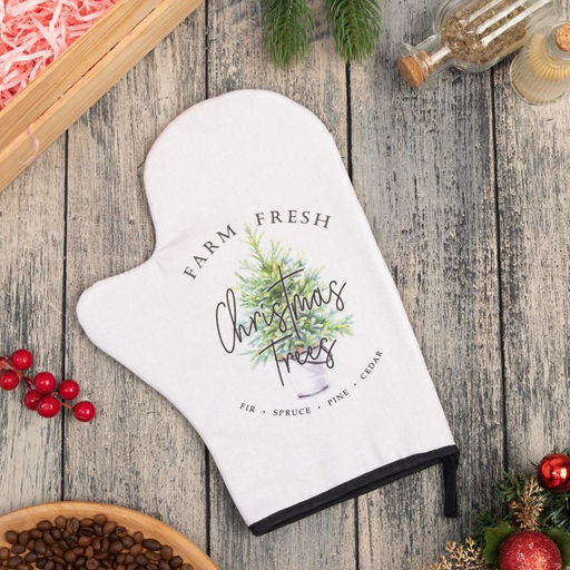 Цена за 2 шт. Варежка-прихватка Christmas trees 20?28 см, саржа, 100% х/л, ватин 250 г/м?