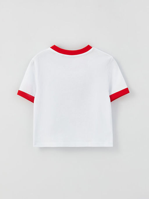 Bisiklet Yaka Mickey Mouse Bask?l? K?sa Kollu K?z ?ocuk Ti??rt - Waikiki фото 2