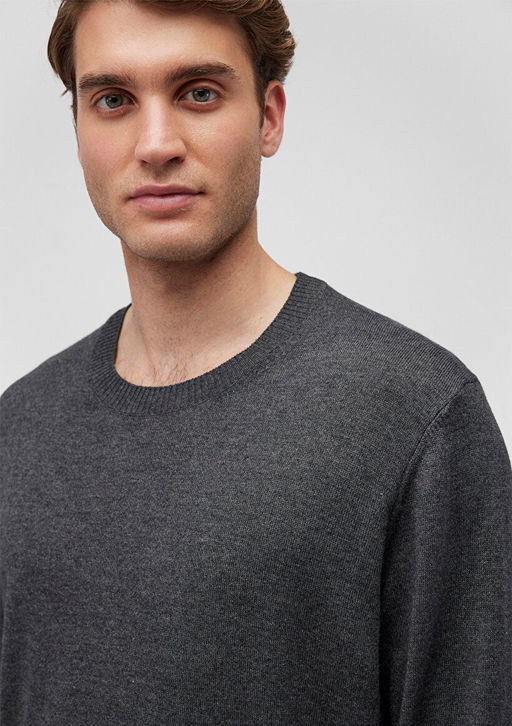 Bisiklet Yaka Antrasit Kazak - Mavi фото 5