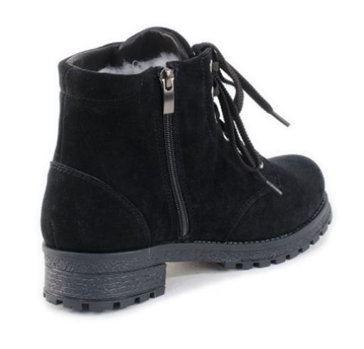 Ботинки женские на литой подошве черные, замша, молния, шнуровка - Roshva фото 5