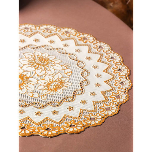 Цена за 12 шт. Салфетка сервировочная на стол «Букет», ажурная, d=30 см, цвет золото