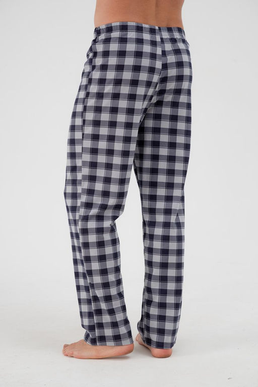 Брюки домашние мужские из кулирки серо-синяя клетка