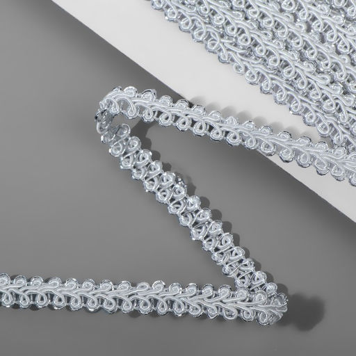 Цена за 2 шт. Тесьма декоративная «Шанель», 8 мм, 10±1 м, цвет белый, серебряный