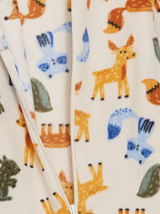 Bisiklet Yaka Uzun Kollu Desenli Unisex Bebek Tulum