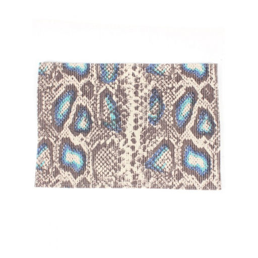 Обложка для паспорта Croco-П-405 (5 кред карт) натуральная кожа серый/синий питон/голубой св флотер (506/20) 265339