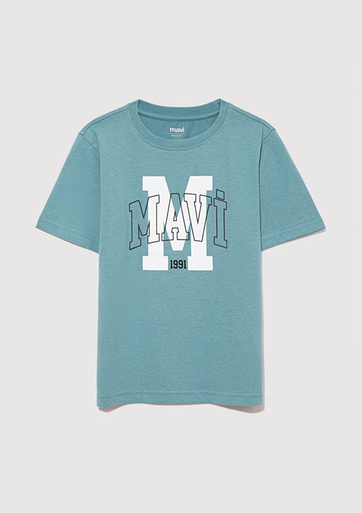 Mavi Logo Bask?l? Yesil Tisort