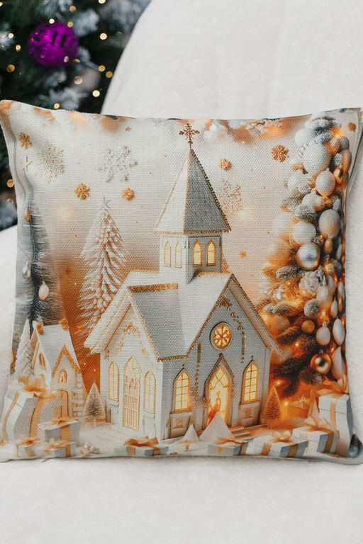 Наволочка декоративная новогодняя 2 шт рогожка