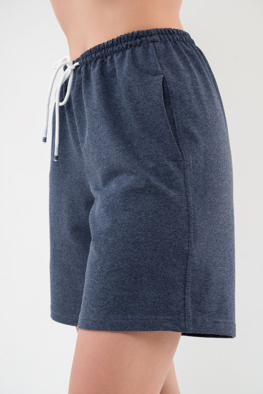 Шорты женские из футера Таиланд индиго меланж 2 сорт макси - Амадэль фото 3