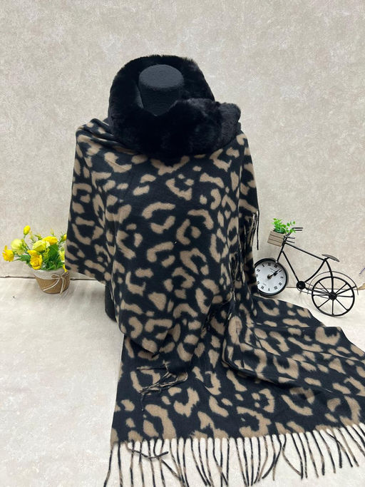 Мягкий палантин из кашемира с норвковым воротником мультицвет