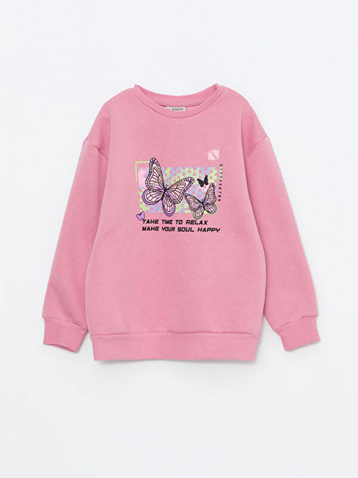 Bisiklet Yaka Bask?l? Uzun Kollu K?z ?ocuk Sweatshirt ve Tayt - Waikiki фото 2