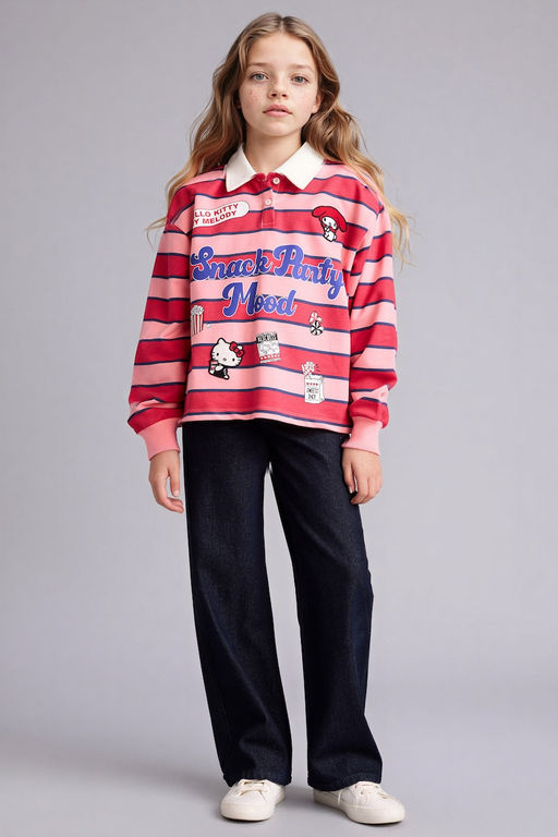 %100 Pamuk Hello Kitty Sweatshirt K_z _ocuk - Defacto фото 2
