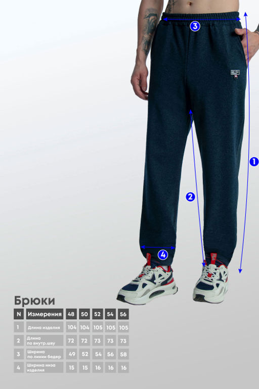 Арт. 63103 Брюки мужские 48-56 (5 шт) Цвет:индиго - Идеал фото 4