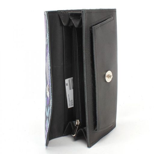 Портмоне женское Croco-ПР-958 натуральная кожа 2 отд, 8 карм, черный сирень питон/черный шора (505-1000) 228559  фото 3