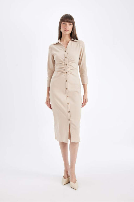 Бенгалинское платье миди с короткими рукавами - Defacto фото 4