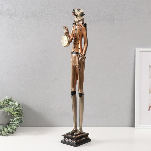 Фигурка-часы настольные полистоун «Пёс дворецкий», 12.5×10.5×67 см