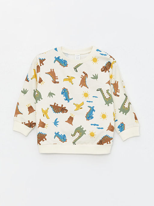 Bisiklet Yaka Uzun Kollu Bask?l? Erkek Bebek Sweatshirt