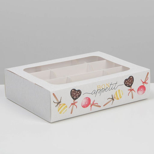 Цена за 5 шт. Коробка под 9 конфет, кондитерская упаковка «Bon Appetit», 15.2 х 20 х 5 см