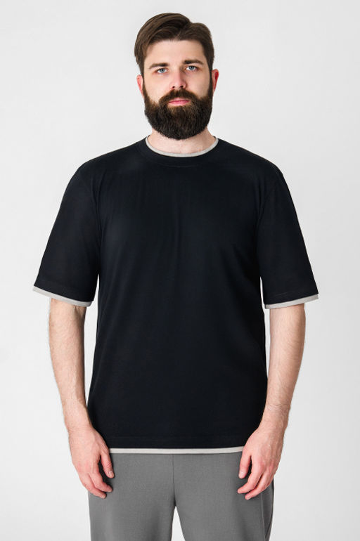 Арт. 67128/5 Футболка мужская 48-56 (5 шт) Цвет:черный