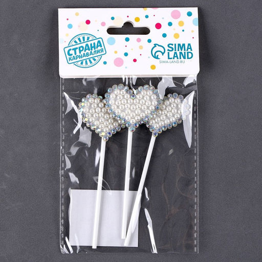 Набор для украшения торта Блестящие сердечки, в наборе 3 шт. - Страна карнавалия фото 9