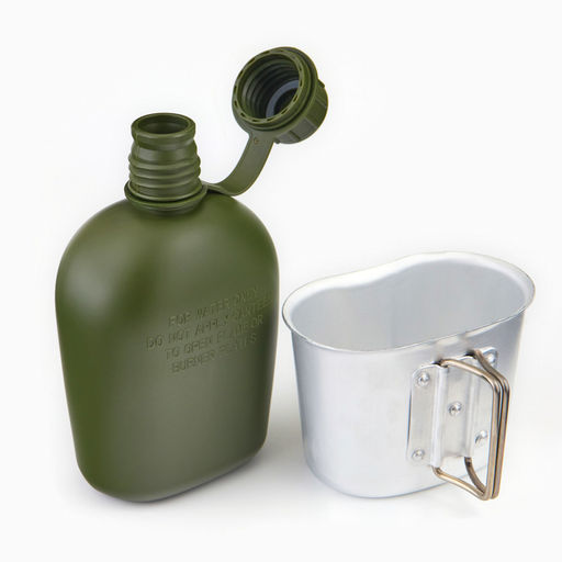 Фляжка армейская походная Adventure, 1 л, для воды, с котелком, пластик, зелёная, чехла, мох - Simaland фото 8
