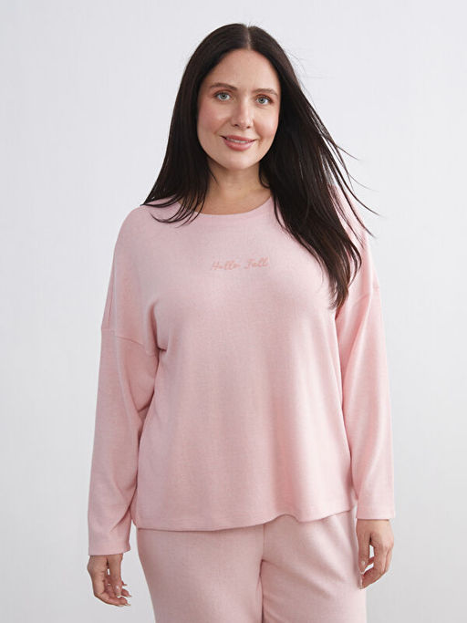 Bisiklet Yaka Bask?l? Kad?n Pijama Tak?m?