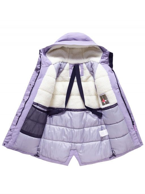 Парка зимняя подростковая для девочки с капюшоном сиреневого цвета 9538Sn - Valianly фото 10