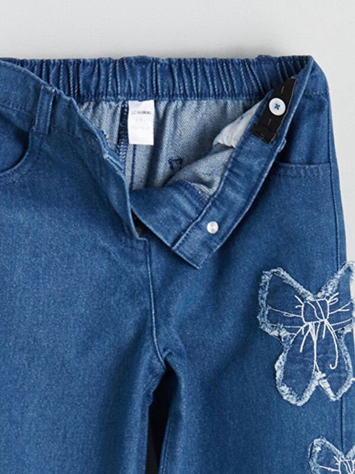 Beli Lastikli Fiyonk Nak??l? K?z ?ocuk Jean Pantolon