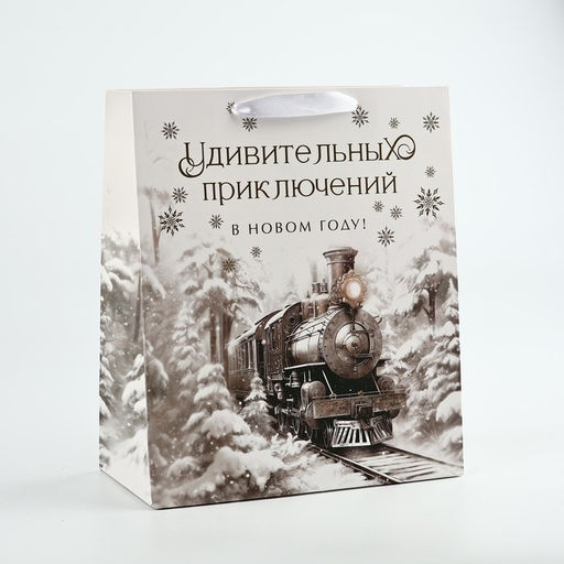 Пакет подарочный новогодний ламинированный «Приключений в новом году», тиснение, ML 23×27×11.5 см