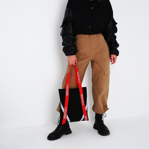 Сумка шопер Верь в себя, 35 х 30 см, с подкладом, на кнопке, черный - Nazamok фото 2