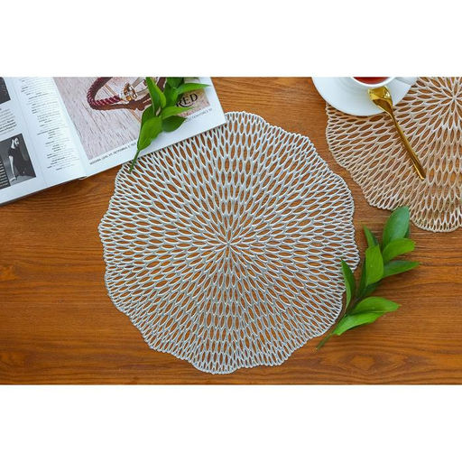 Набор салфеток сервировочных на стол Доляна Мэри, d=36 см, 4 шт, цвет серебряный  фото 4