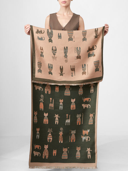 в составе ШЕРСТЬ и КАШЕМИР Большой, мягкий, теплый однотонный двусторонний палантин. - Tantino фото 2