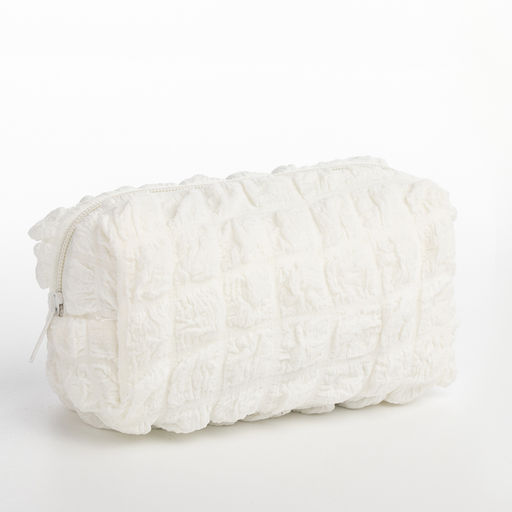 Косметичка на молнии женская, с подкладом, маленькая, молочная