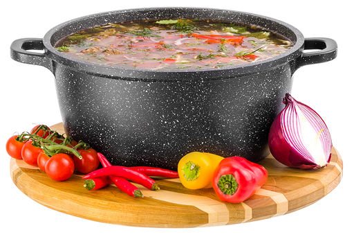Казан (кастрюля) 3,3 л ГАРМОНИЯ ВКУСА Черный мрамор ИНДУКЦИЯ, С КРЫШКОЙ ф22, 29,5*23,5*16 см - Elan gallery фото 3