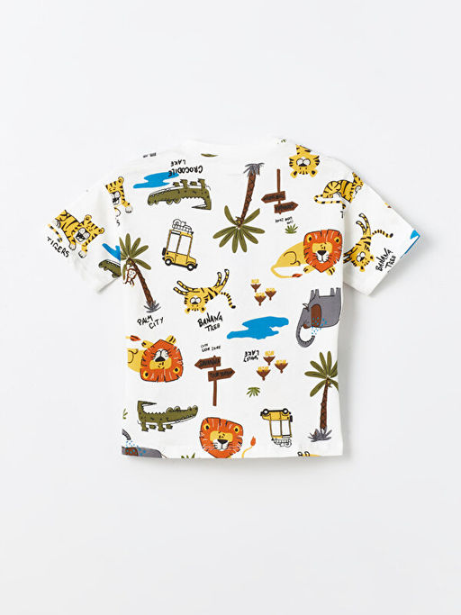 Bisiklet Yaka Bask?l? Erkek Bebek Ti??rt ve ?ort 2li Tak?m - Waikiki фото 3