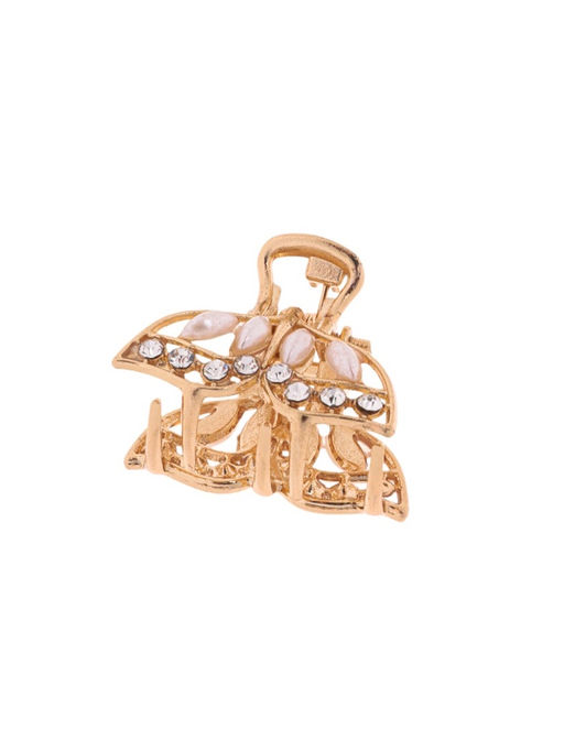 Цена за 6 шт. Крабик для волос «Лола», бабочка, 2.5 см, золото