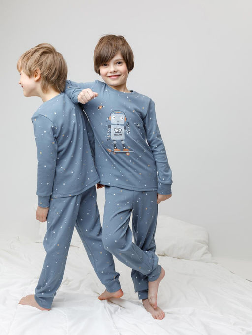 К 1621/синий джинс,звездочки пижама дет