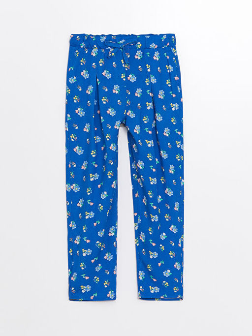 Beli Lastikli ?i?ekli K?z Bebek Pantolon