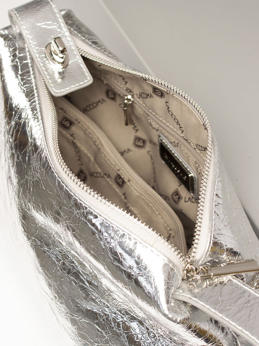 LACCOMA сумка НИ8352-серебристый натуральная кожа хлопок  фото 4