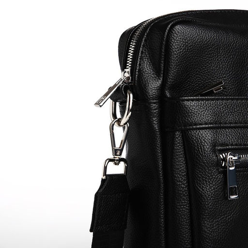 Сумка кросс-боди мужская TEXTURA, на молнии, 2 наружных кармана, 22×6×25.5 см, чёрная