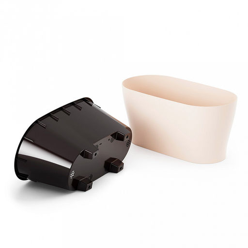 Горшок для цветов пластмассовый "Лея" 4л, 30х14,5х14см, овальный, со вставкой, с автополивом, бежевый (Россия)