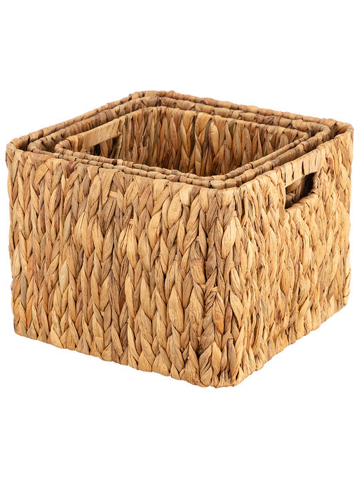 Набор 3 плетеных корзин 25*25*21см, 29*29*23 см, 33*33*25 см, водный гиацинт