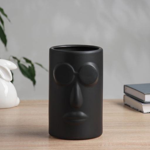 Ваза для цветов «Пьетро», очки, 18.5×11.5 см, керамика, чёрная