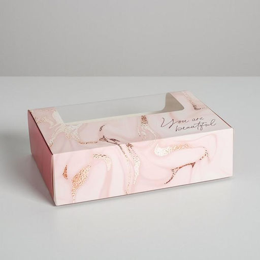 Цена за 5 шт. Коробка для эклеров, кондитерская упаковка, 5 вкладышей, You are Beautiful, 25.2?15?7 см