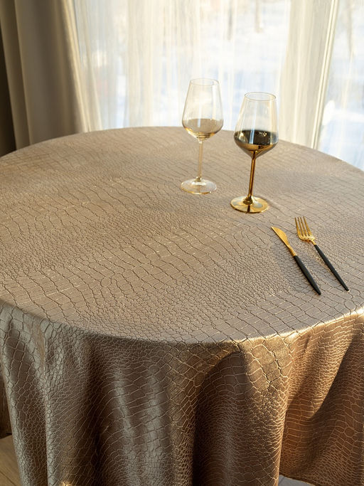Скатерть LUCKY БАРХАТ D170 ПЭ, бежевый бежевый полиэстер - Denastia фото 2