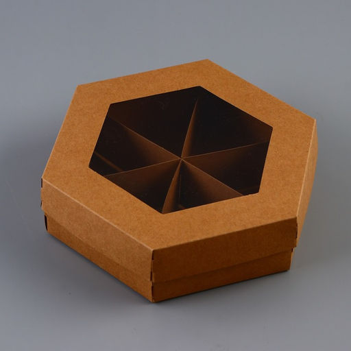 Цена за 5 шт. Коробка под сухофрукты менажница, с ПВХ окном, 6 ячеек, 18.5×18.5×5.5 см