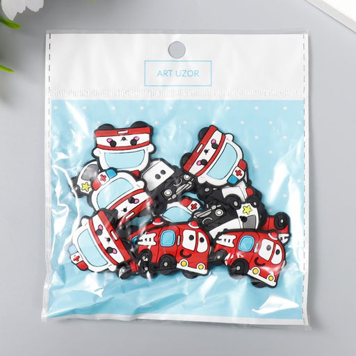 Декоративные элементы для творчества Арт Узор. Спецслужбы. Транспорт, набор 15 шт., резина, 2.8?3.5 см, МИКС